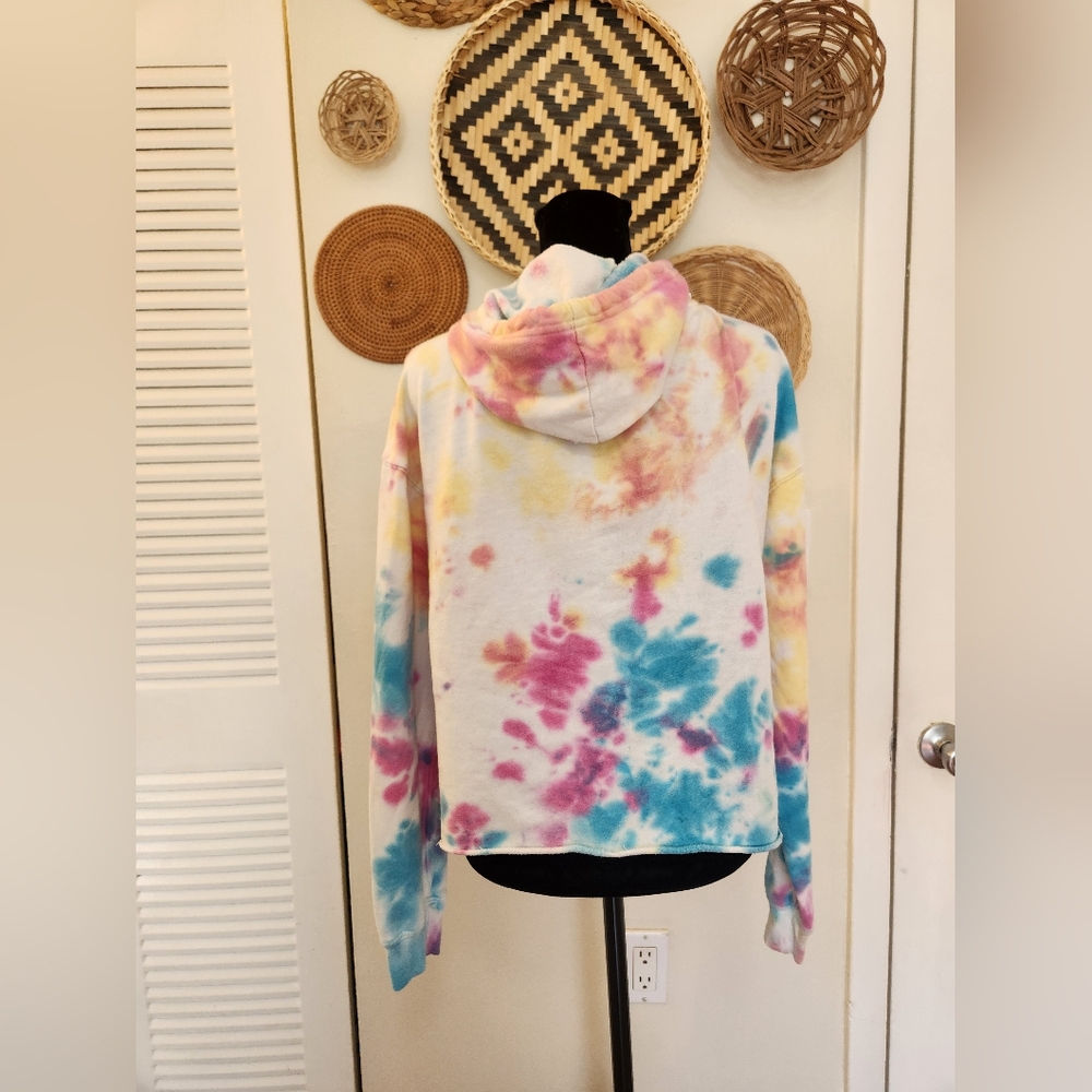 MTV Tie-Dye Hoodie Sweater in Yellow, Pink, Blue - Picture 9 of 13